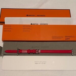 Elegant Hermes Apple Watch Band 41mm Rouge de Coeur Attelage Double Tour